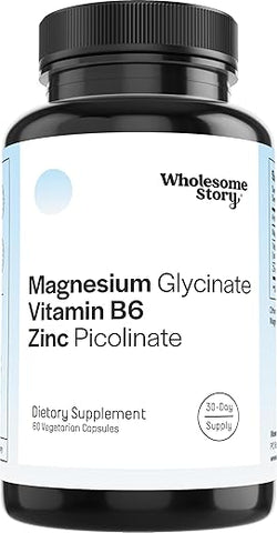 Wholesome Story - Suplementos de Zinco Picolinato e Magnésio Glicinato 3 em 1 com Vitamina B6 | Vitaminas de Magnésio e Zinco | Reprodutivo