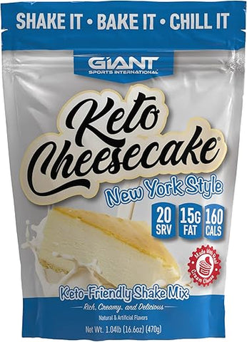 Giant Sports International - Giant Sports Keto Cheesecake Shake Mix – Delicioso Shake Low Carb, Dieta Cetogênica sem Glúten em Pó – Substituto de Refeição – Ideal com Leite de Amêndoa – Estilo Nova York (20 Porções)