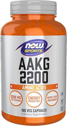 NOW Foods - NOW Sports Nutrition AAKG 2200 – Aminoácidos em Cápsulas Vegetais 180 Unidades
