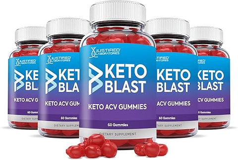 5 Pack) Gummies Keto Blast 1000MG ACV com Suco de Romã Beterraba B12 300 Gummys - Justified Laboratories