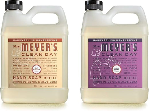 MRS. MEYER'S CLEAN DAY - Recarga de Sabonete Líquido para as Mãos MRS. MEYER’S CLEAN DAY – Pack de Variedade de Aromas (Flor de Aveia, Ameixa e Frutas Vermelhas) – 500ml