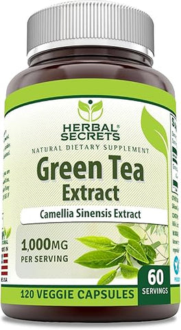 Extrato de Chá Verde Herbal Secrets 1000 Mg por Porção | 120 Cápsulas Vegetais | Não-OGM | Sem Glúten | Fabricado nos EUA - Amazing Nutrition