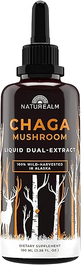 Tintura de Cogumelo Chaga – Livre de Preenchedores – Orgânico – 100% Corpos Frutíferos, 100 ml - Naturealm
