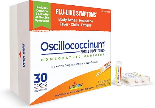 Oscillococcinum Alívio Sintomas Gripe – Dores no Corpo, Dor de Cabeça, Febre, Calafrios e Fadiga – 30 Comprimidos - Boiron