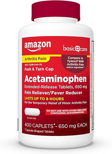Acetaminophen 650 mg de Liberação Prolongada para Dor na Artrite – 400 Comprimidos - Amazon Basic Care