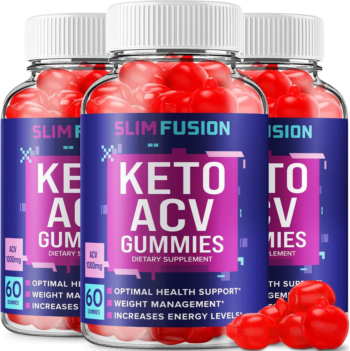 Indelo - (3 Pacotes) Gomas Slim Fusion Keto ACV – Fórmula Avançada Slim Fusion Keto Plus ACV Gummies Apple Cider Vinegar – Suplemento Alimentar Slim Fusion ACV para Homens e Mulheres (180 Gomas)