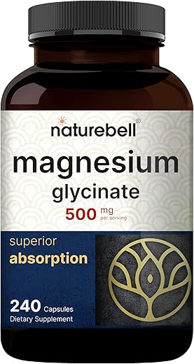 Cápsulas de Magnésio Glicinato 500mg | 240 Unidades, 100%% Quelado | NatureBell - NatureBell