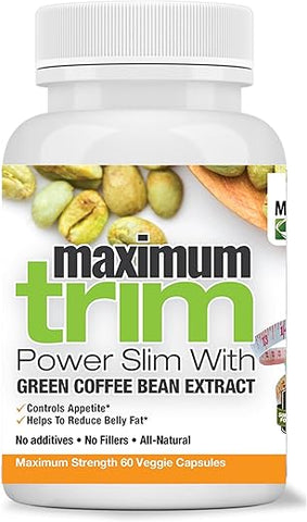 Fórmula Mais Eficaz MaximumTrim Garcinia CAMBOGIA com Extrato de Café Verde – Perda de Peso Natural, Supressor de Apetite – 100% Eficiente – 60 cápsulas - Maximum Slim
