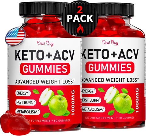 Desi Buy - Keto ACV Gummies Advanced: Suplemento de Maçã com Vinagre de Maçã Keto, Sem Glúten, Sabor de Maçã para Homens