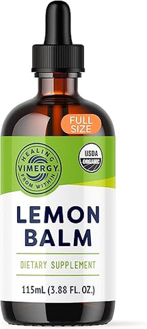 Extrato de Melissa Orgânico USDA, 115 Porções – Suporta Sensação de Calma e Relaxamento – Alívio de Tensão Nervosa Ocasional – Livre de Álcool – Sem Glúten, Não-OGM, Kosher - Vimergy
