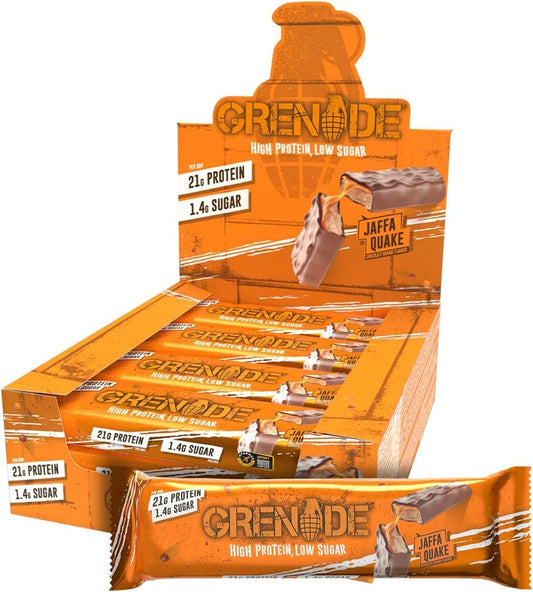 Carb Killa Bar – Caixa Jaffa Quake, 12 Unidades | Barras Proteicas - Grenade