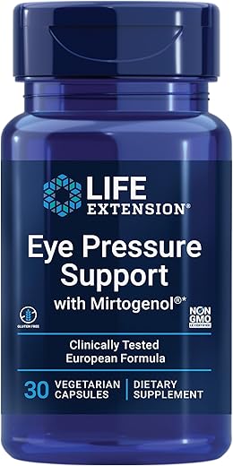 Eye Pressure Support com Mirtogenol – Suplemento para Saúde Ocular – com casca de pinheiro marítimo francês – Livre de glúten, vegetariano, não transgênico – 30 cápsulas - Life Extension