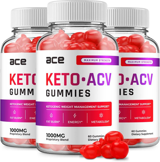 Indelo - (3 Pacotes) Gomas Ace Keto ACV – Fórmula Avançada Ace Keto Plus ACV Gummies Vinagre de Maçã Ace ACV, Gerenciamento de Peso, Suplemento Dietético Avaliações Homens Mulheres (180 Gomas)