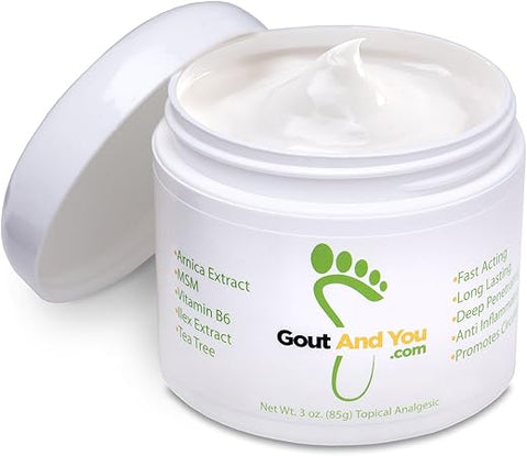 Gout and You - Creme Alívio para Desconforto Articular, Inflamações e Tendões – Ação Rápida no Alívio de Dores Musculares com Extrato de Arnica/Ilex, Aloe Vera e Óleo de Melaleuca
