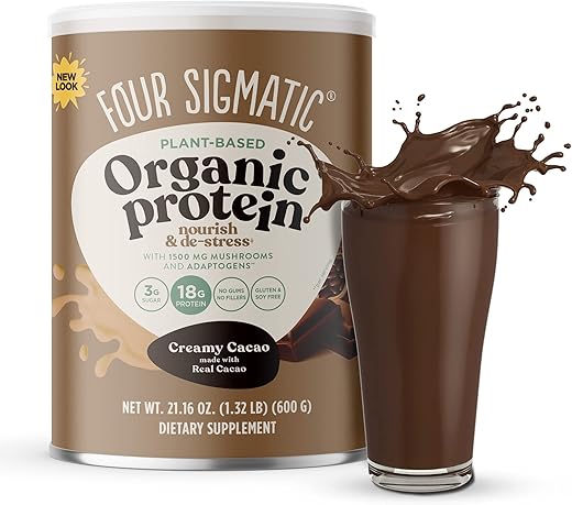 Creme de Proteína Vegana Orgânica à Base de Plantas com Cacau Cremoso e Lion’s Mane, Chaga, Cordyceps e Mais | Proteína Vegana Limpa Elevada para Função Cerebral e Imunidade | 100g - Four Sigmatic
