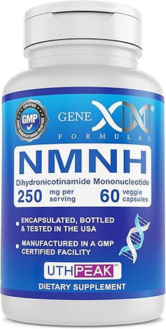 Genex Formulas - GENEX 250mg NMNH (60 Cápsulas – 30 Porções) | Uthpeak™ NMNH (Dihidronicotinamida Mononucleotídeo) Precursor de NAD para Envelhecimento Saudável – Sem OGM, Sem Glúten, Vegetariano
