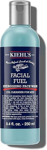 Kiehl’s Facial Fuel Face Wash Gel Refrescante para Homens, com Cafeína, Vitamina E e Mentol, Fórmula Não Ressecante Hidrata a Pele, Ideal para Poros Entupidos, 100g