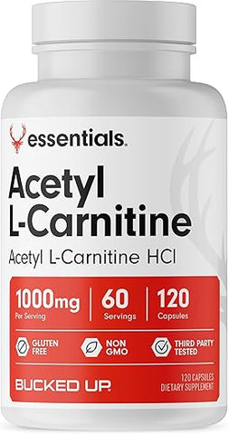 Acetyl L-Carnitine 1000mg por Porção, Suporta Função Cerebral Essencial (60 Porções, 120 Cápsulas) - Bucked Up
