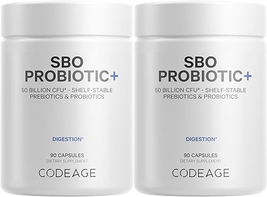 Probióticos SBO, 50 Bilhões UFCs Por Porção, Mistura de Organismos Baseados em Solo e Mistura Botânica Orgânica Fermentada, Estável em Prateleira – 2 Pacotes - Codeage
