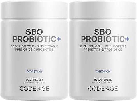 Probióticos SBO, 50 Bilhões UFCs Por Porção, Mistura de Organismos Baseados em Solo e Mistura Botânica Orgânica Fermentada, Estável em Prateleira – 2 Pacotes - Codeage