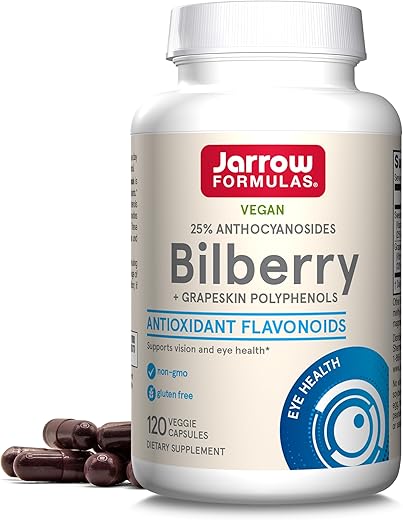 Cápsulas de Mirtilo com Polifenóis da Casca de Uva, Saúde Visual e Ocular, 60 Cápsulas Vegetarianas, Até 30 Dias de Suprimento - Jarrow Formulas