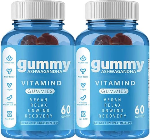 Flostmourne - Ashwagandha Gummies Vegan – 60 Unidades – Mixed Berry, KSM-66 – Sem Glúten, Não-OGM – Base Vegetal – 60g