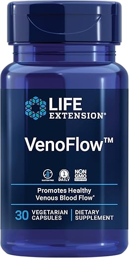 VenoFlow – Extrato de Casca de Pinheiro Marítimo Francês e Soja Natto para Circulação Sanguínea e Saúde Vascular – Sem Glúten, Não-OGM, Vegetariano – 100% Natural - Life Extension