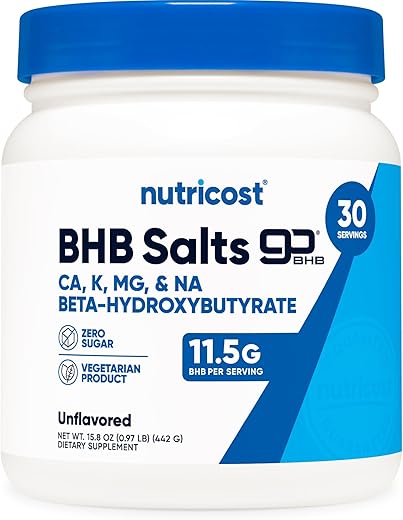 Keto BHB Exogenous Ketones 4-em-1 (30 Porções) 12g Beta-Hidroxibutirato (BHB) Por Porção, (Sem Sabor) – Sais de Cetona - Nutricost