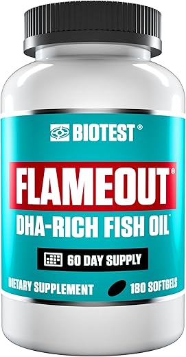 Flameout Óleo de Peixe Rico em DHA – 4200 mg Ômega 3 – 180 Cápsulas (Fornecimento de 60 Dias) - Biotest