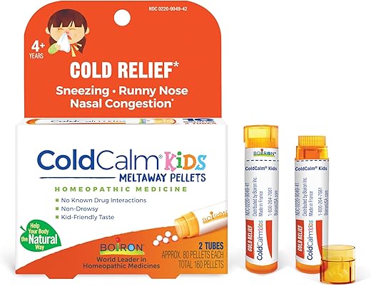 ColdCalm Kids Pellets – Alívio dos Sintomas Comuns de Resfriado como Espirros, Coriza, Dor de Garganta e Congestão Nasal – 2 Unidades (160 Pellets) - Boiron