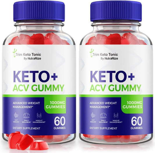 NutraRize - (2 Pacotes) Gomas Trim Keto Tonic Keto ACV, Gomas Trim Keto Tonic, Suplemento Trim Keto ACV, Gomas Trim Keto Tonic ACV para Perda de Peso Avançada, Goma Keto ACV