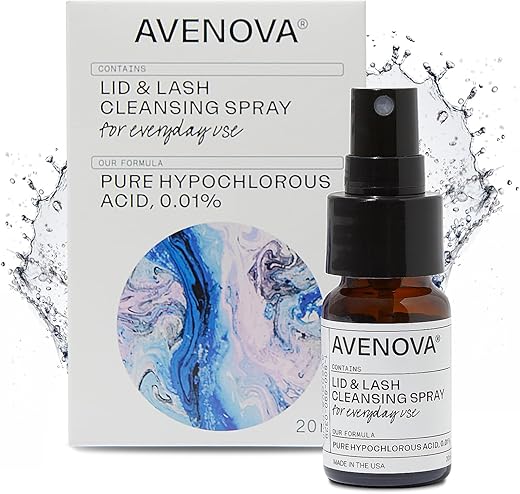 Spray de Limpeza para Pálpebras e Cílios – Ácido Hipocloroso Puro, Suave Limpeza Diária para Irritação Ocular, 20mL (0,68g) - Avenova
