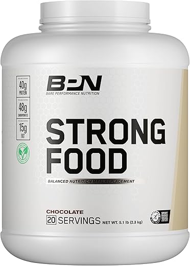 BARE PERFORMANCE NUTRITION - Bare Performance Nutrition – Substituto de Refeição Completo BPN Strong Food, Chocolate, 20 porções – Nutrição Completa e Saborosa