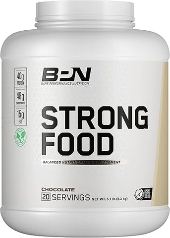 BARE PERFORMANCE NUTRITION - Bare Performance Nutrition – Substituto de Refeição Completo BPN Strong Food, Chocolate, 20 porções – Nutrição Completa e Saborosa