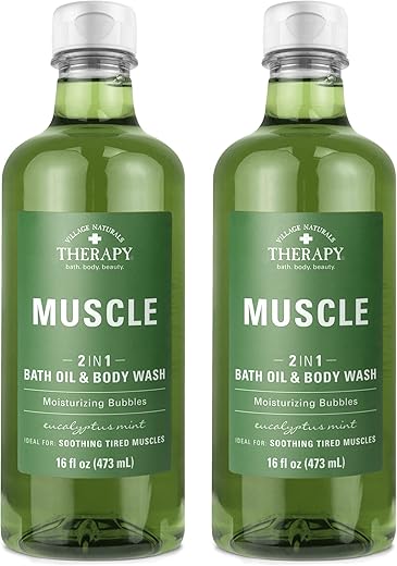 Óleo de Banho Espumante e Gel de Banho 473 ml, Pack com 2 unidades, Verde, 473 ml - Village Naturals Therapy