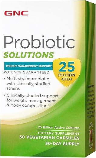 Probiotic Solutions Suporte para Gerenciamento de Peso com 25 Bilhões de UFCs | Contém Cepas de Probióticos Vivos e Ativos Estudadas Clinicamente, Vegetariano, Sem Glúten | 30 - GNC