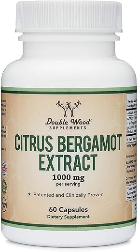 Double Wood Supplements - Suplemento de Citrus Bergamota – Extrato Patenteado e Clinicamente Comprovado de Bergamota – Porção de 1.000mg (Origem Itália) (60 Cápsulas) por Double Wood