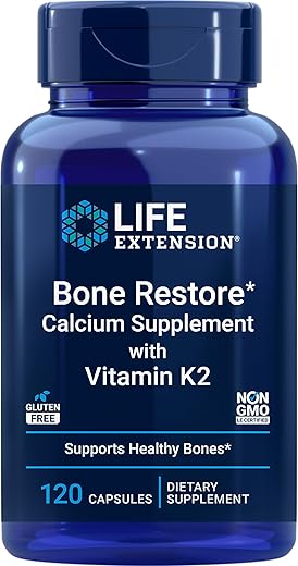 Vitaminas Life Extension Bone Restore com Vitamina K2 – Fortaleça seus ossos com qualidade e eficácia