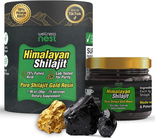 Wellness Nest - Resina Pura de Shilajit Himalaia Grau Ouro: Potência Máxima para Homens – 100% Natural e Poderoso