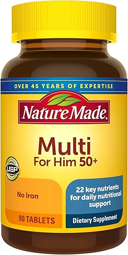 Multivitamínico Masculino 50 Comprimidos com Vitamina D, 90 Unidades para Suporte Nutricional Diário - Nature Made