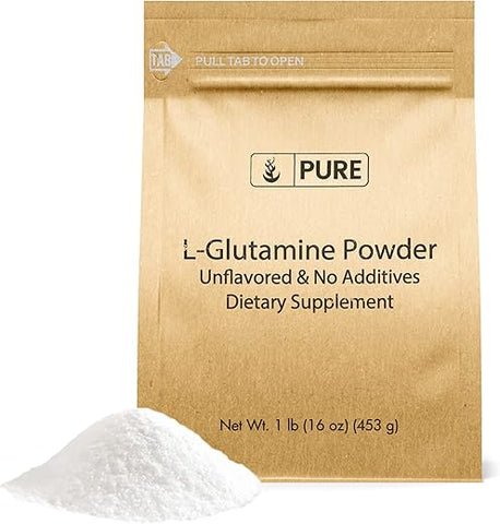 PURE ORIGINAL INGREDIENTS - L-Glutamina Pura de Ingredientes Originais (454g) em Pó, Suplemento de Aminoácidos Alpha, Verificado em Laboratório