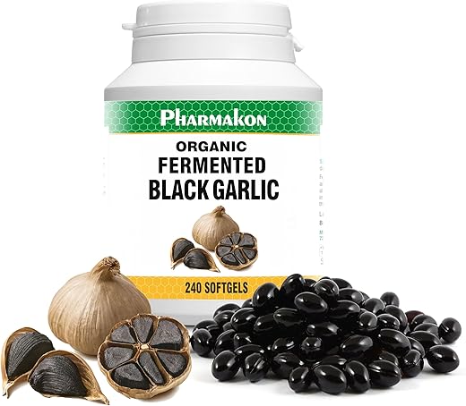 Alho Negro Envelhecido Orgânico, Cápsulas Macias Bioativas, Nutritivas, Odor Reduzido (240 Unidades) - PHARMAKON