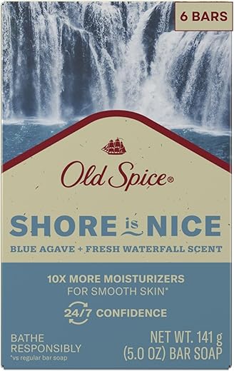 Sabonete em Barra Old Spice Premium, Fragrância Blue Agave Fresh Waterfall, 10x Mais Hidratante com Esfoliantes Suaves, 150g