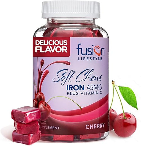 Fusion Lifestyle - Suplemento de Ferro Mastigável para Mulheres  X, 60 comprimidos de 30mg