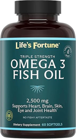 Life's Fortune - Life’s Fortune Ômega 3 Concentrado de Óleo de Peixe 2500 mg, 60 Softgels, Alta Potência, EPA