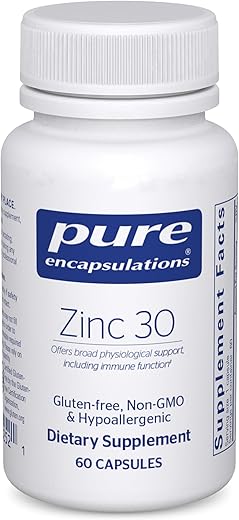 Zinc 30 mg – Suporte ao Sistema Imunológico – Absorção Altamente Eficiente – Picolinato de Zinco – 60 Cápsulas - Pure Encapsulations