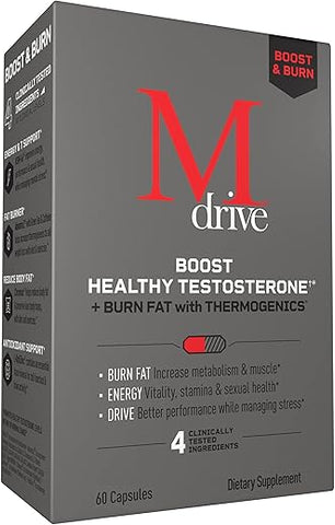 Boost and Burn – Impulsionador de Testosterona e Queimador de Gordura para Homens, Energia, Força, Alívio do Estresse, KSM-66 Ashwagandha, Advantra Z, Chromax, 60 Cápsulas - Mdrive