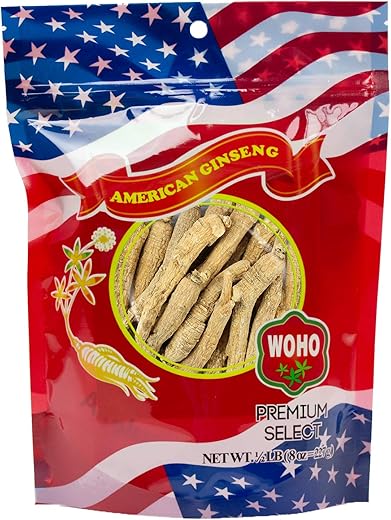 Woohoo Natural - WOHO Ginseng Americano #102.8 Raízes Médias e Longas 227g – Bolsa de 8 Oz