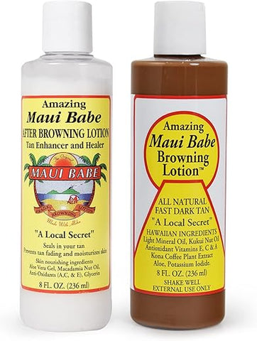 Loção Bronzeadora Antes e Depois, 2-Pack – Bronzeado Antes e Depois do Sol, Fabricado nos EUA, 8 Ounces (236 ml) - Maui Babe