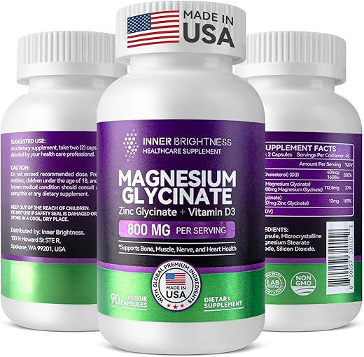 Inner Brightness - Magnésio Glicinato – Suplemento de Magnésio com Zinco | Marca: Magnésio Glicinato